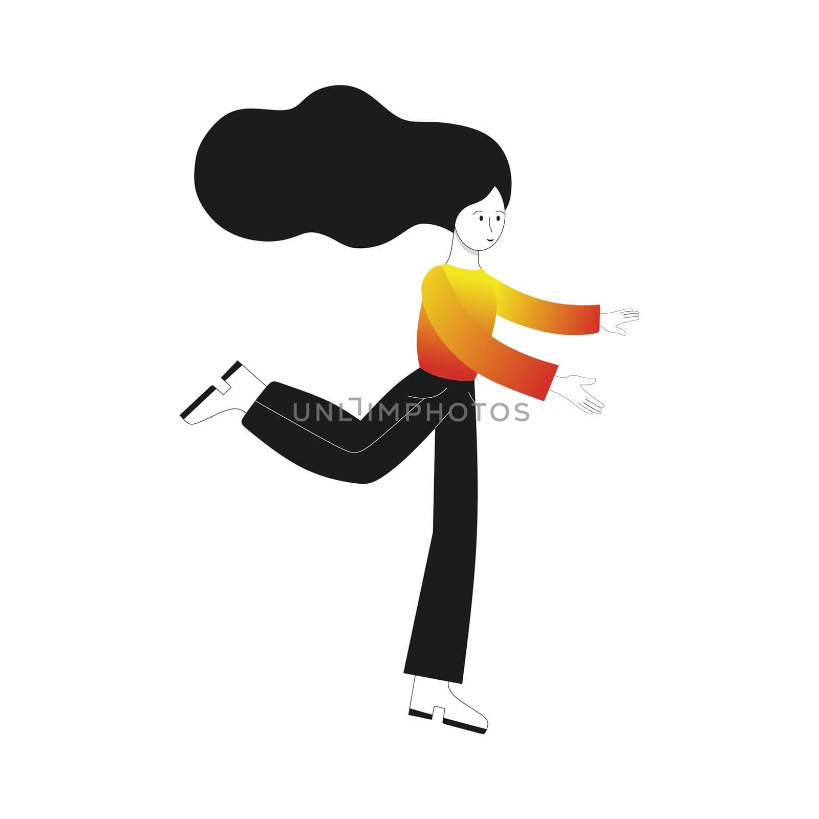 the girl runs to him. Vector flat illustration of a running man. A woman isolated on a white background. an object for the design of a windscreen, banner, or ad. Discounts and promotions, hot offers. by polinka_art