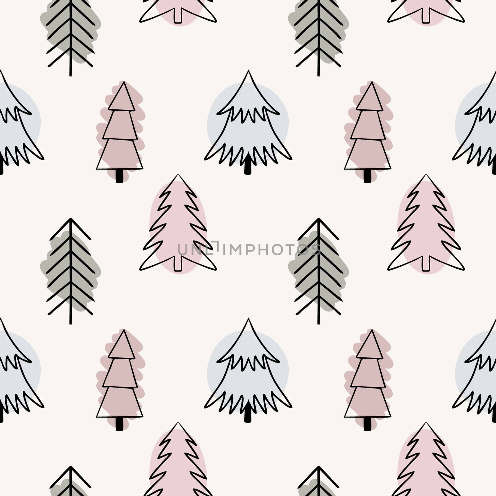 beige pattern with the image of a fir tree. Background for sewing clothes, printing on fabric, packaging paper.