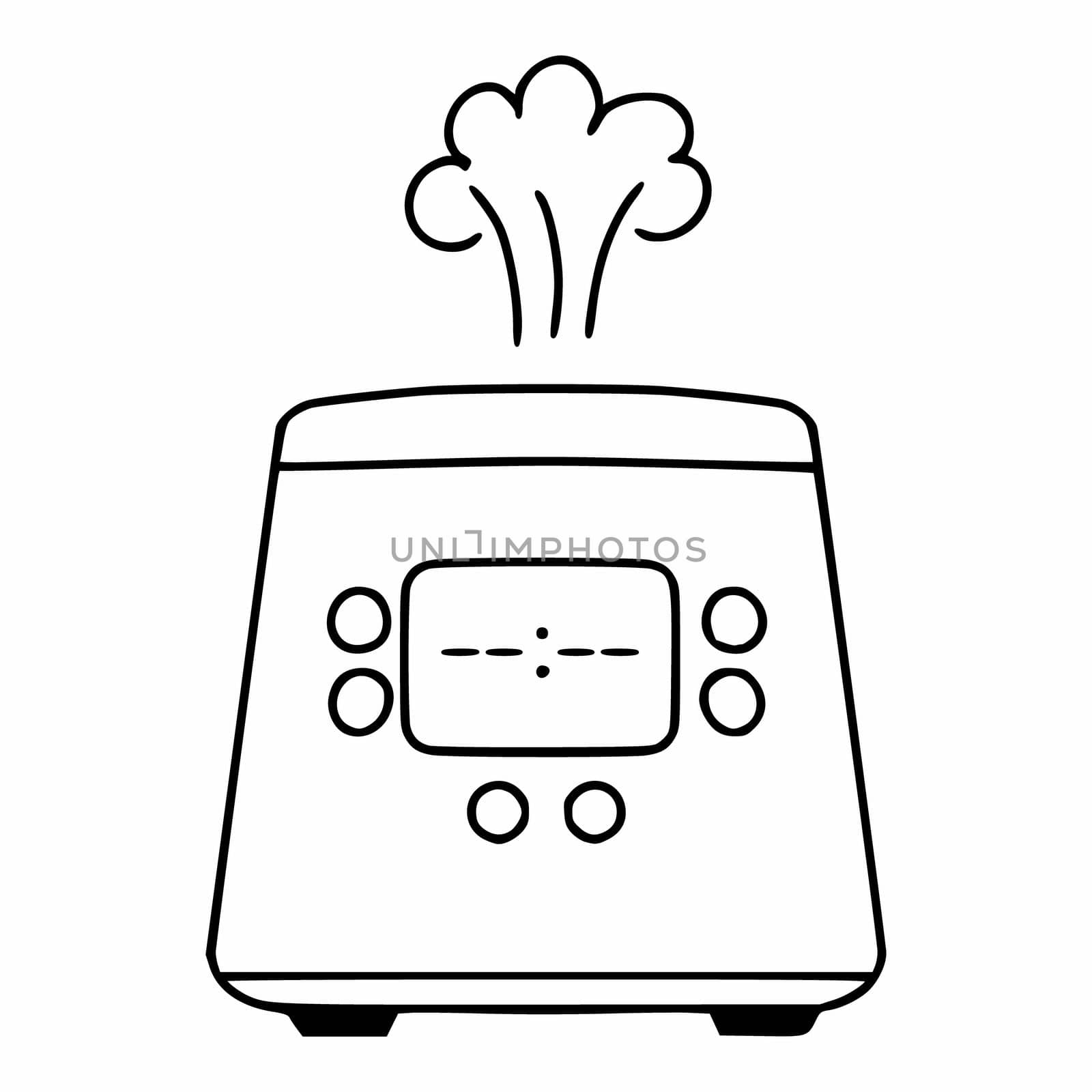 Electric slow cooker in the style of doodle. Kitchen appliances for cooking.