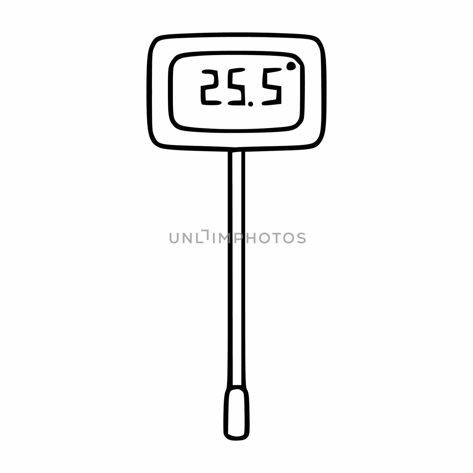 Kitchen thermometer for measuring the temperature of food.  Electronic kitchen appliance. Vector icon in the doodle style. by polinka_art