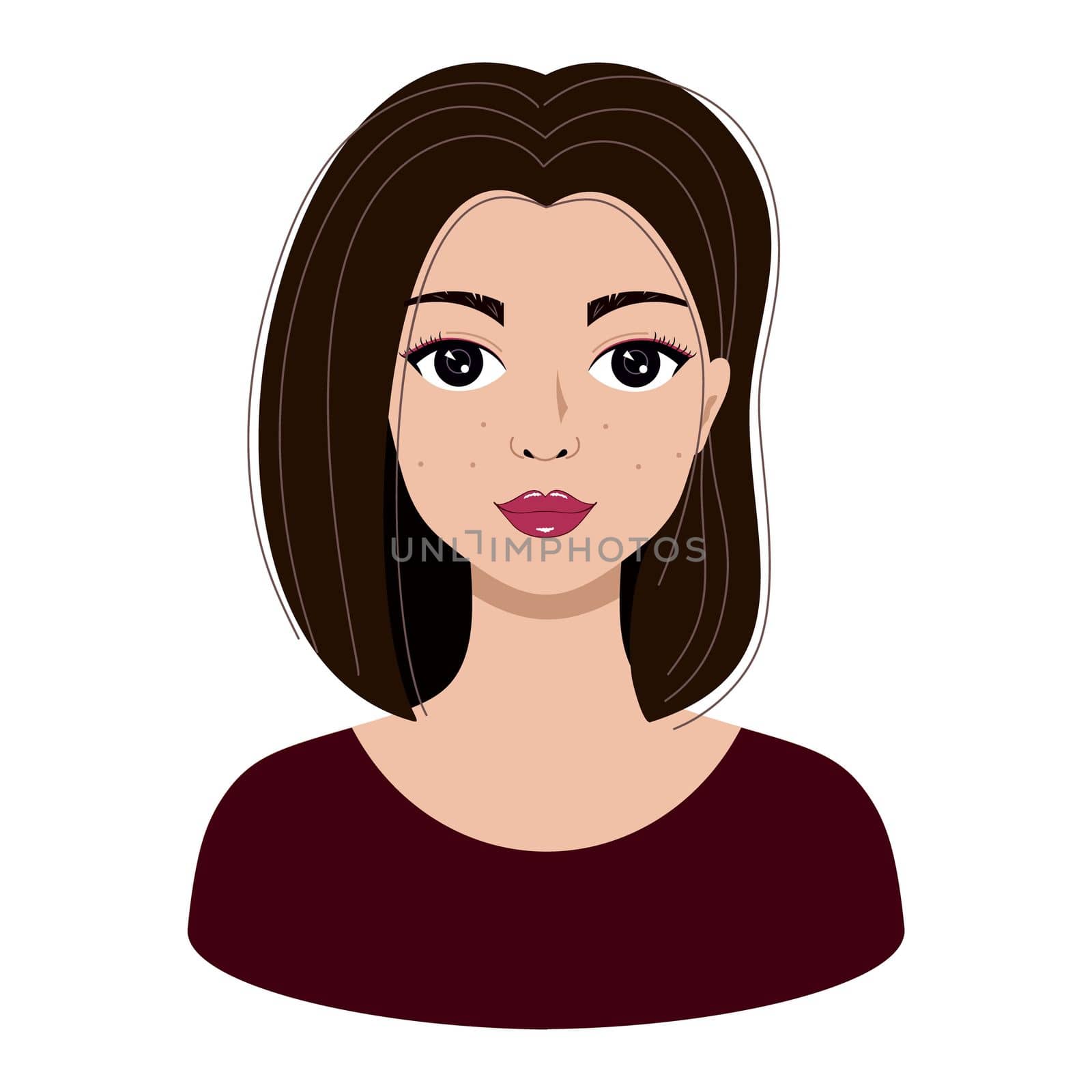 A beautiful girl with a fashionable hairstyle and makeup. Vector illustration on the theme of beauty and fashion. by polinka_art