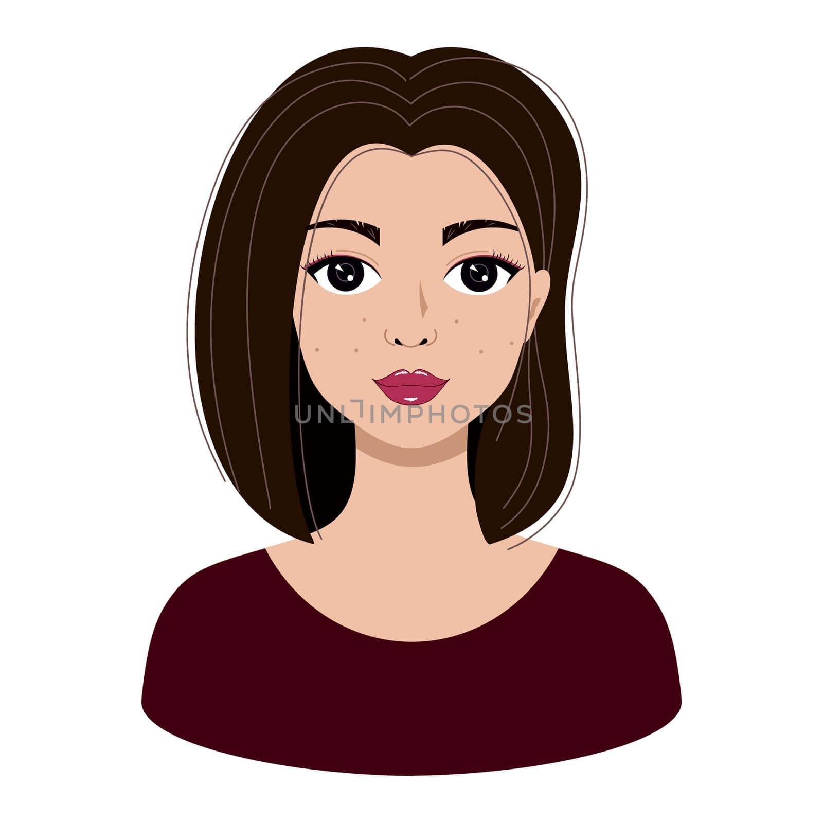 A beautiful girl with a fashionable hairstyle and makeup. Vector illustration on the theme of beauty and fashion.