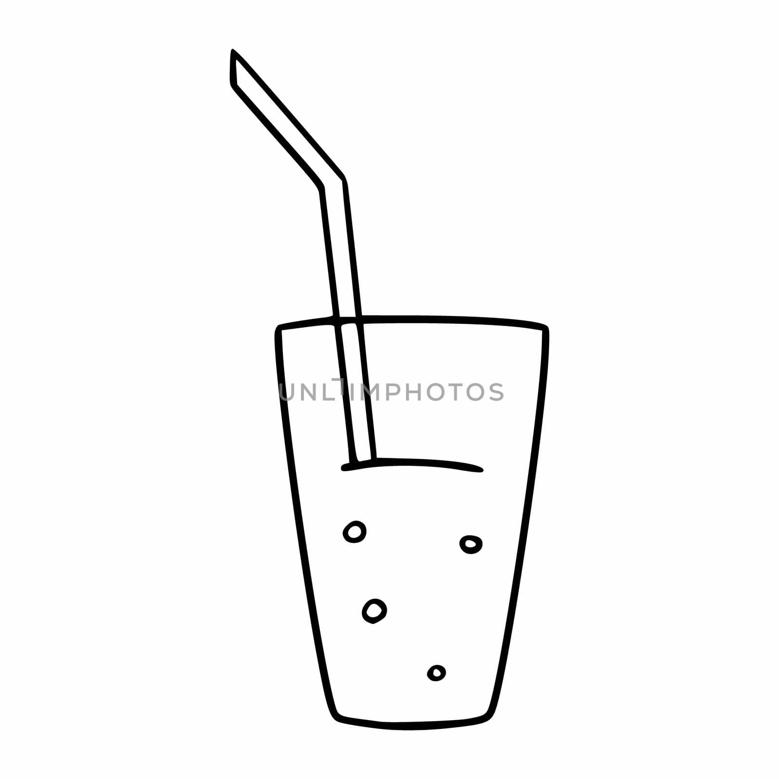 Cocktail with a straw. A cold drink in a glass. Vector icon in doodle style. by polinka_art