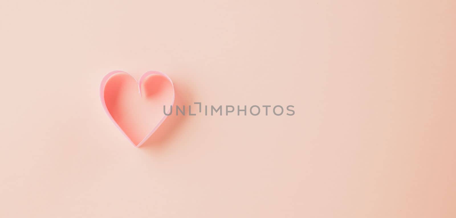 Happy Valentines Day. Flat lay pink ribbon heart shaped on pastel pink background, Festive background with copy space, Mother's day, Woman's day