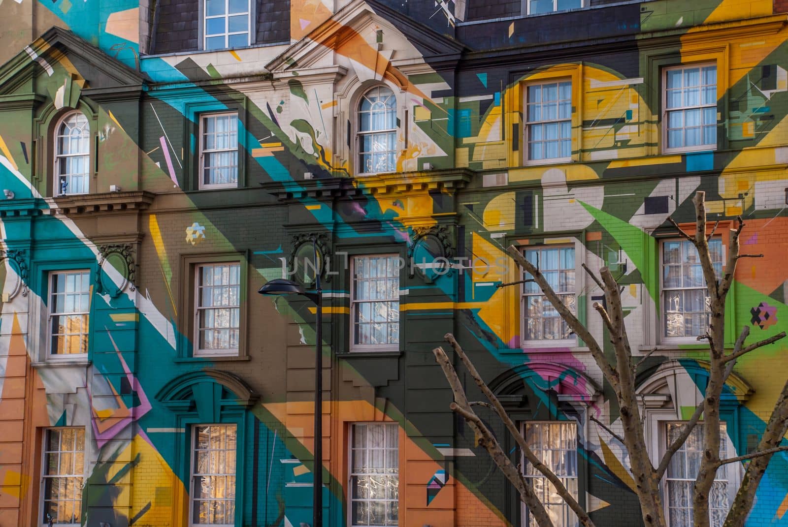Detail scenic view of colorful houses in london
