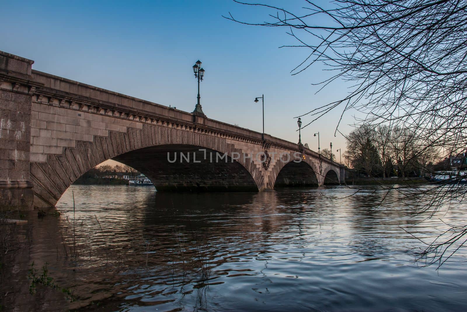 London, UK - Feb 22, 2019 : Kew Bridge in west London, listed bridge over the river Thames
