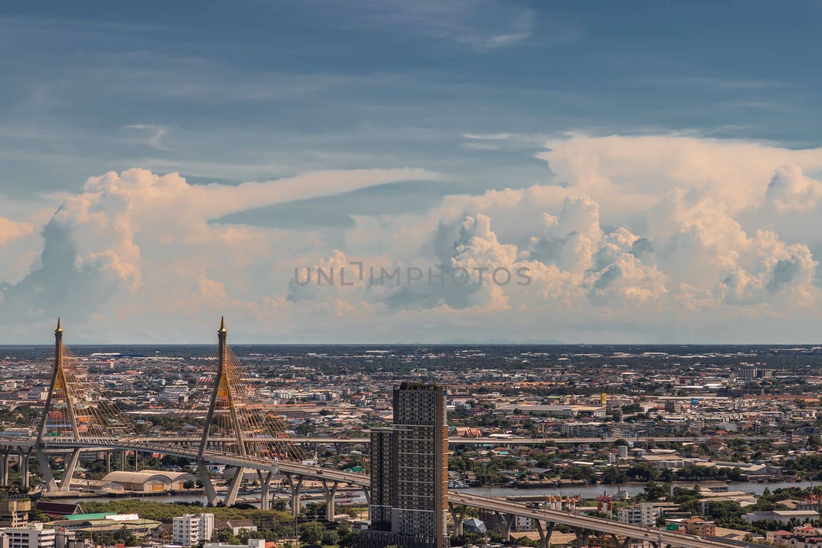 Bangkok, Thailand - Jul 27, 2020 : City view of Bangkok afternoon creates energetic feeling to get ready for the day waiting ahead. Selective focus.