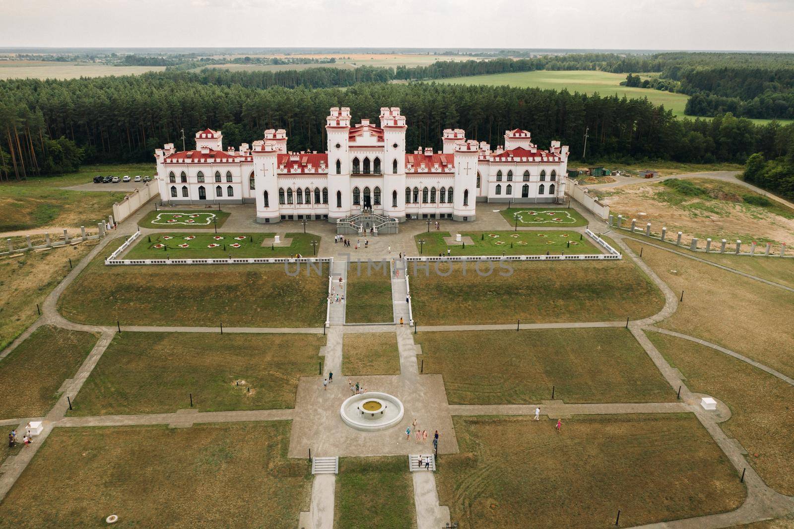 Summer Kossovsky Castle in Belarus.Puslovsky Palace.