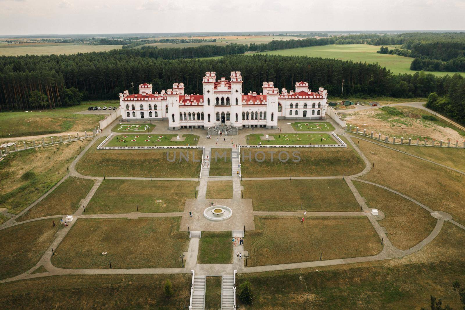 Summer Kossovsky Castle in Belarus.Puslovsky Palace.