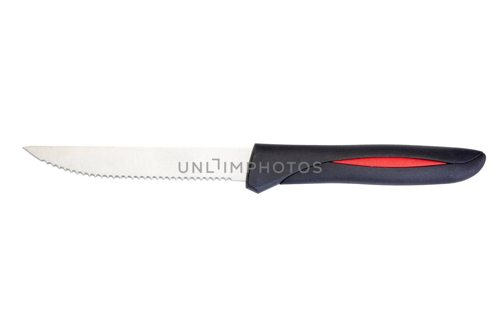 High-quality stainless steel steak knife, isolated on white with clipping path.