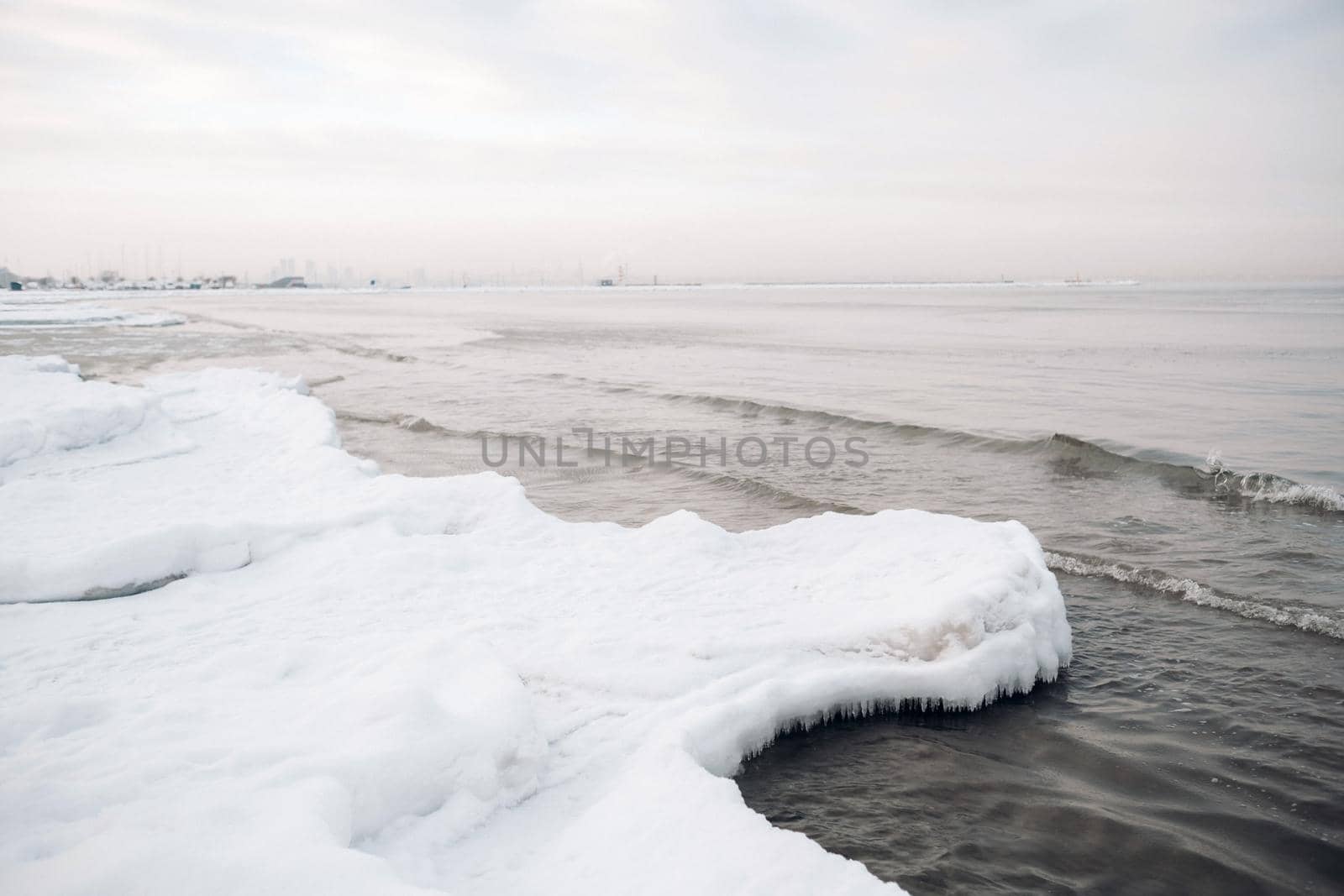 The winter promenade of the Baltic sea near Tallinn. Winter near the Baltic States on the seashore.Baltics in winter.