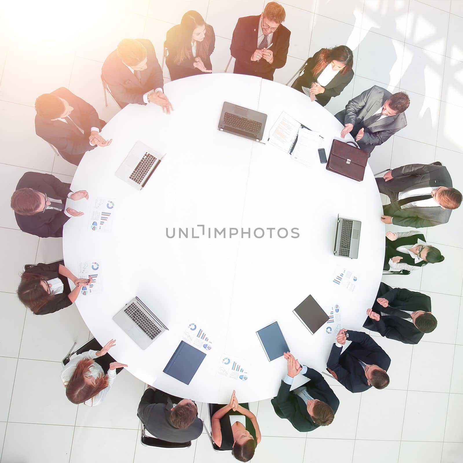 view from the top.meeting business partners for round - table.photo with copy space.