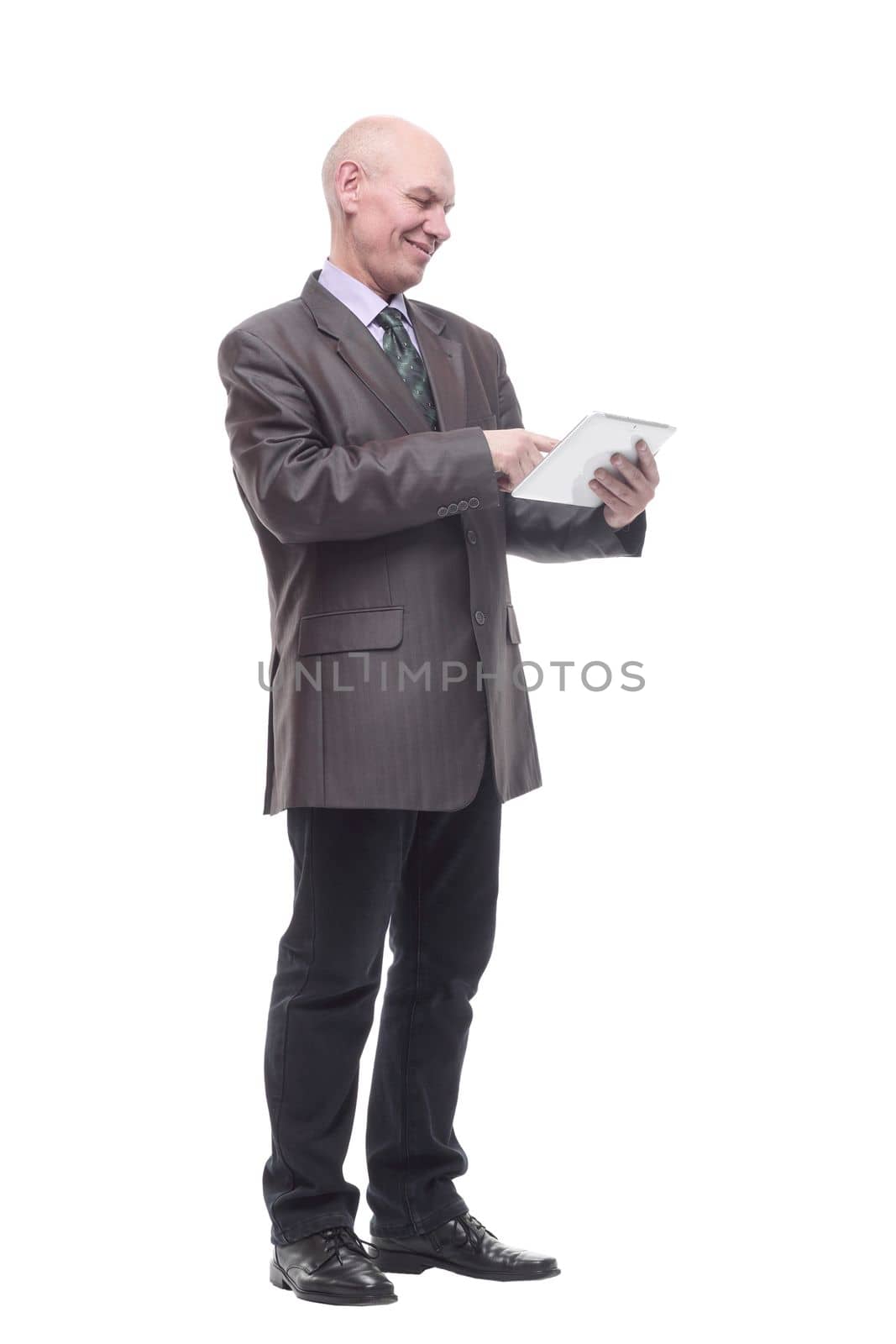 smiling business man with a digital tablet. by asdf
