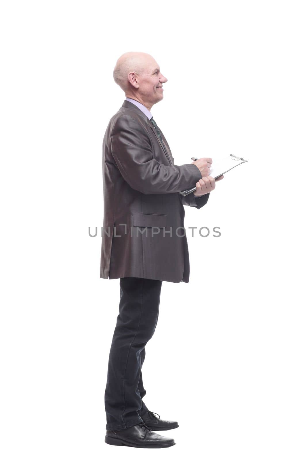 Executive business man with clipboard. isolated on a white by asdf