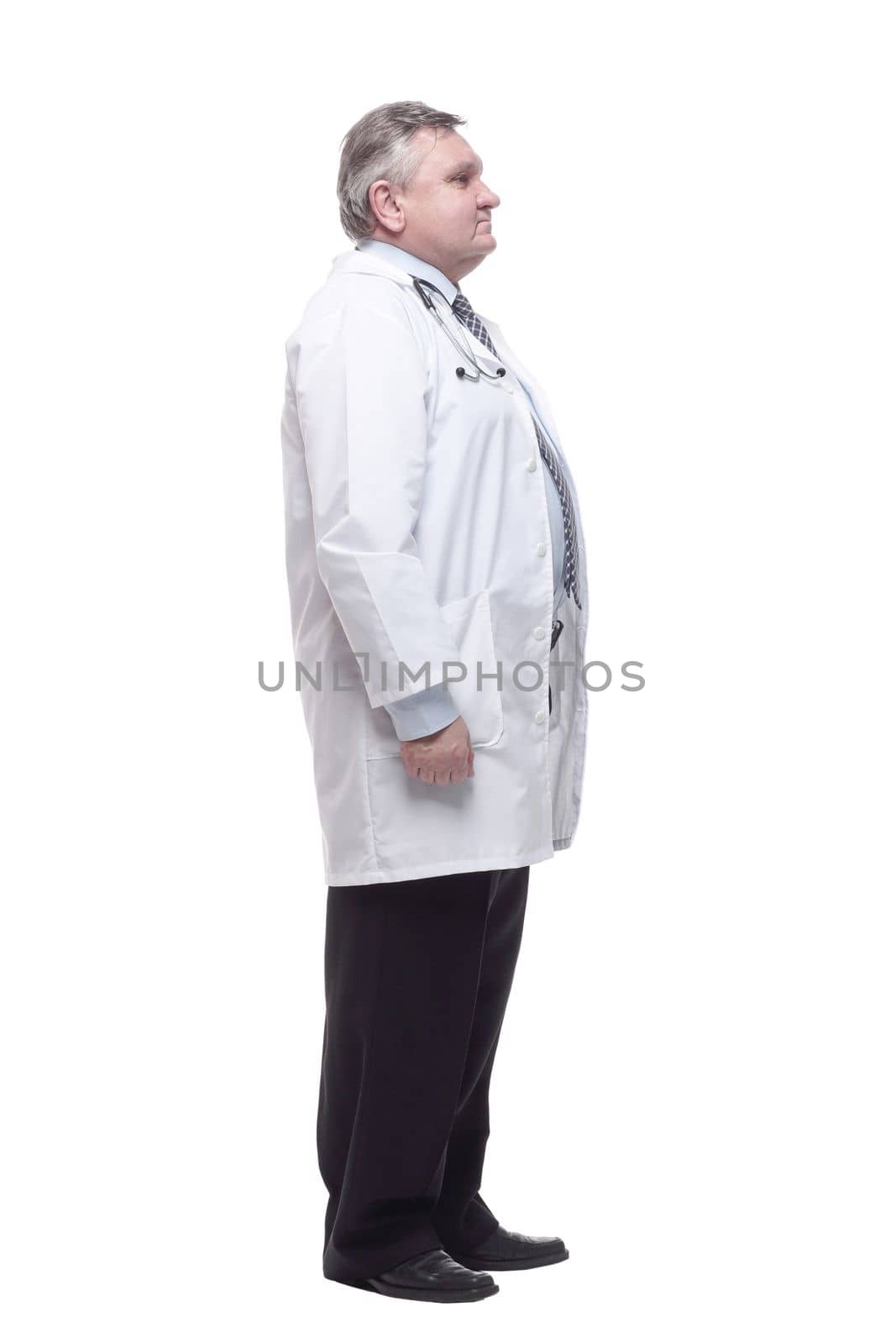 competent doctor in a white coat. isolated on a white by asdf