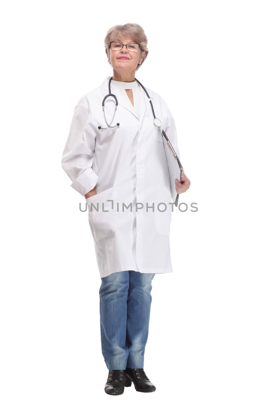 Side view of female doctor filling up medical form on clipboard. Healthcare, insurance and medicine concept