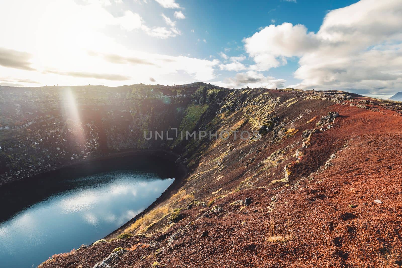 Kerid Crater Lake of a turquoise color located on the South of Iceland. High quality photo