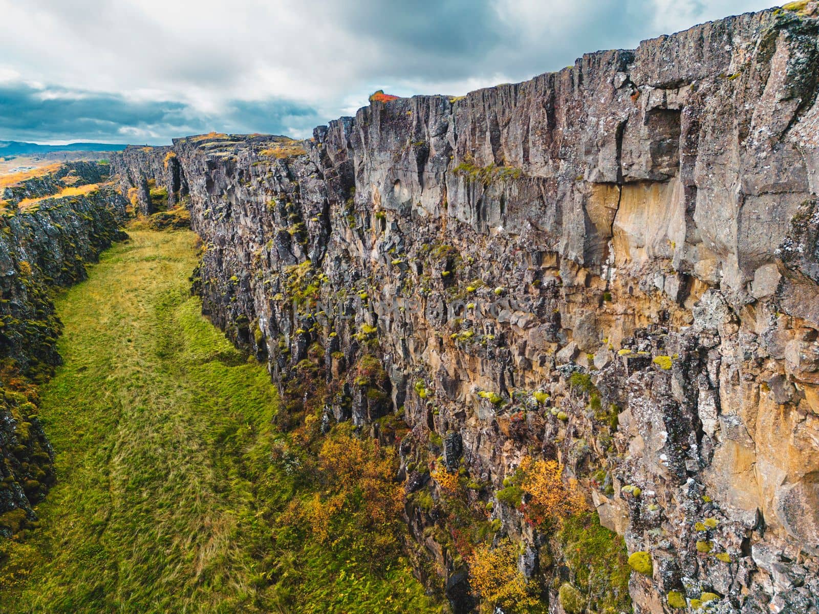 Aerial view of Thingvellir National Park - famous area in Iceland right on the spot where the Atlantic tectonic plates meets. UNESCO World Heritage Site, western Iceland, and site of the Althing. High quality photo