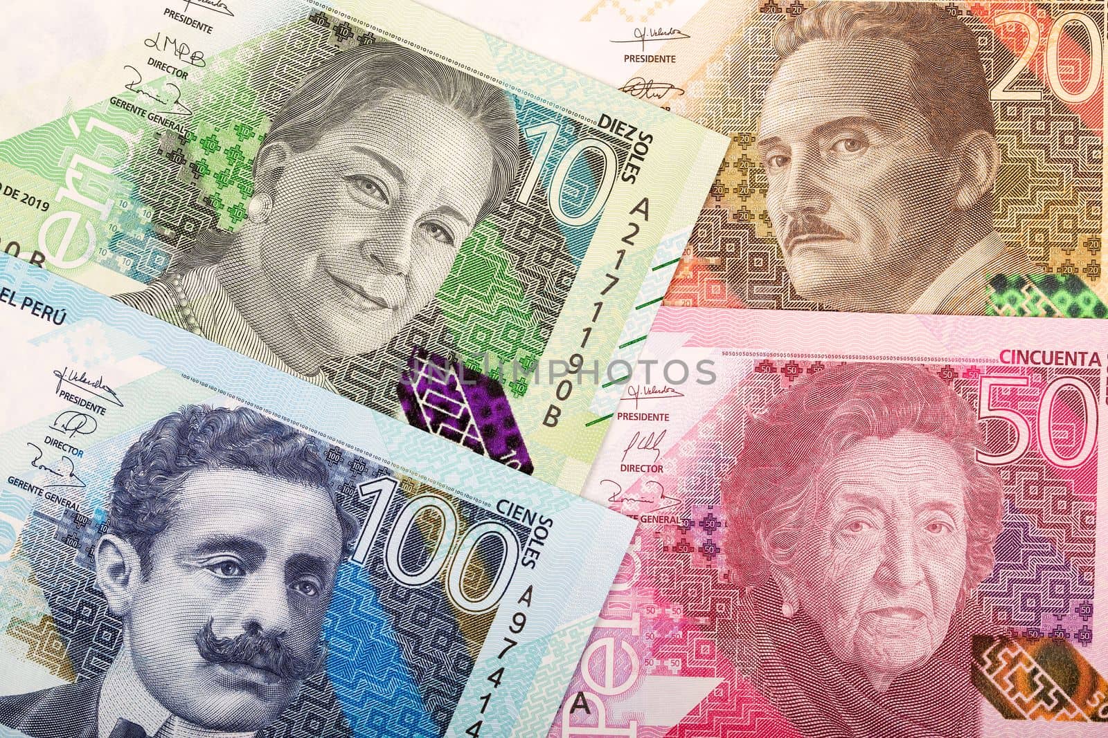 Peruvian money - Soles a business background from new series of banknotes