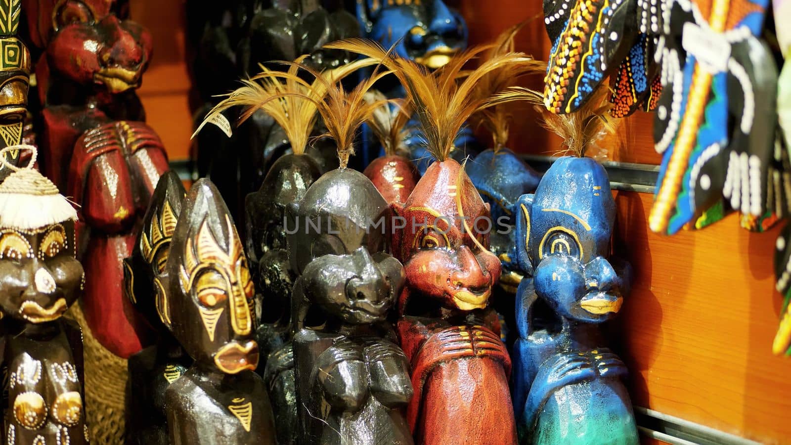 close-up, various souvenirs made of stone, wood, glass and metal, in the gift shop for tourists. High quality photo