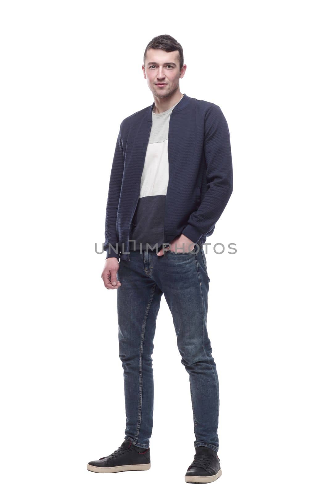 attractive young man in jeans and a jacket. by asdf