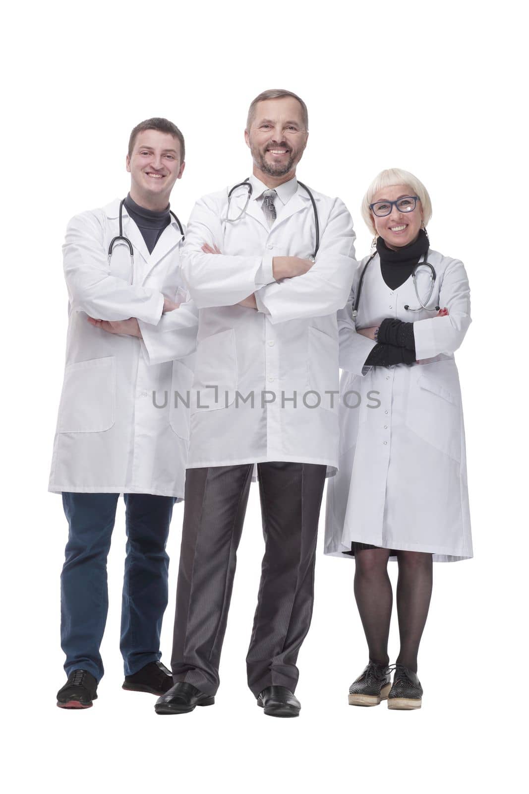 in full growth. group of qualified medical colleagues. isolated on a white background.