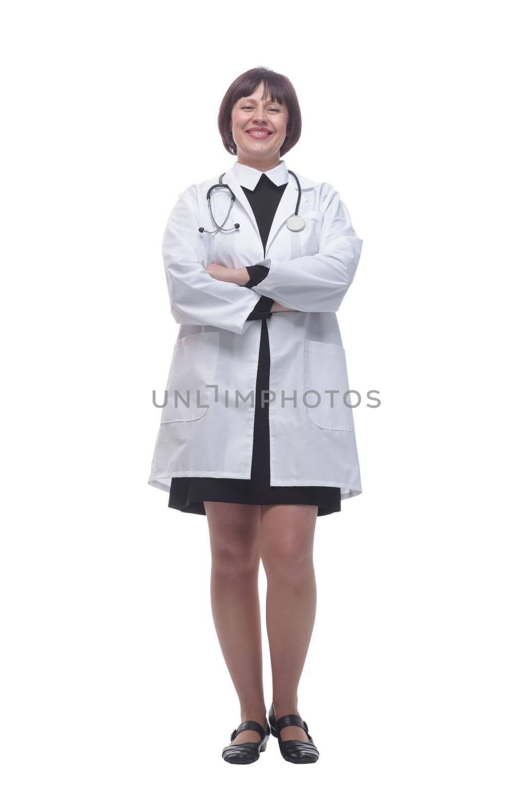 full growth. young woman doctor with a stethoscope. by asdf