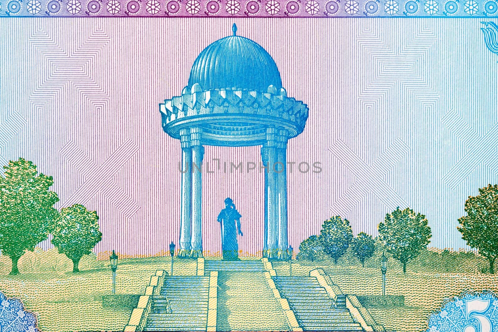 Alisher Navoi Monument in Tashkent from Uzbekistani money - sum