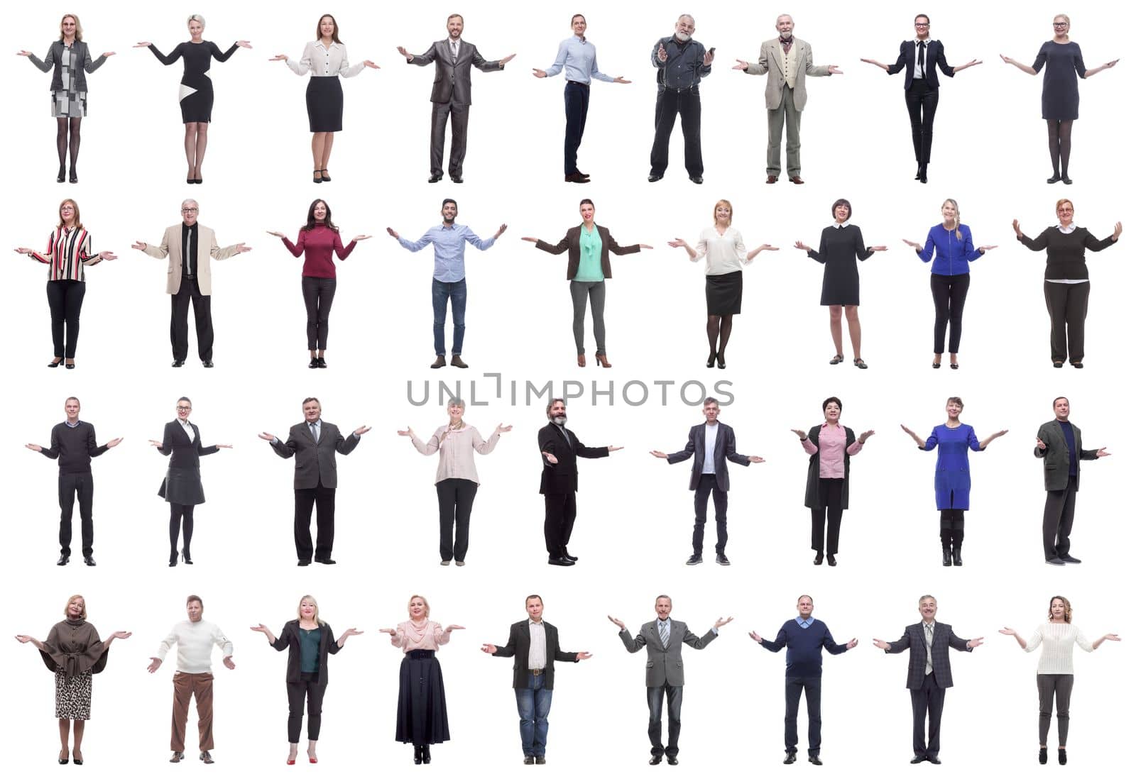 group of successful business people isolated on white background