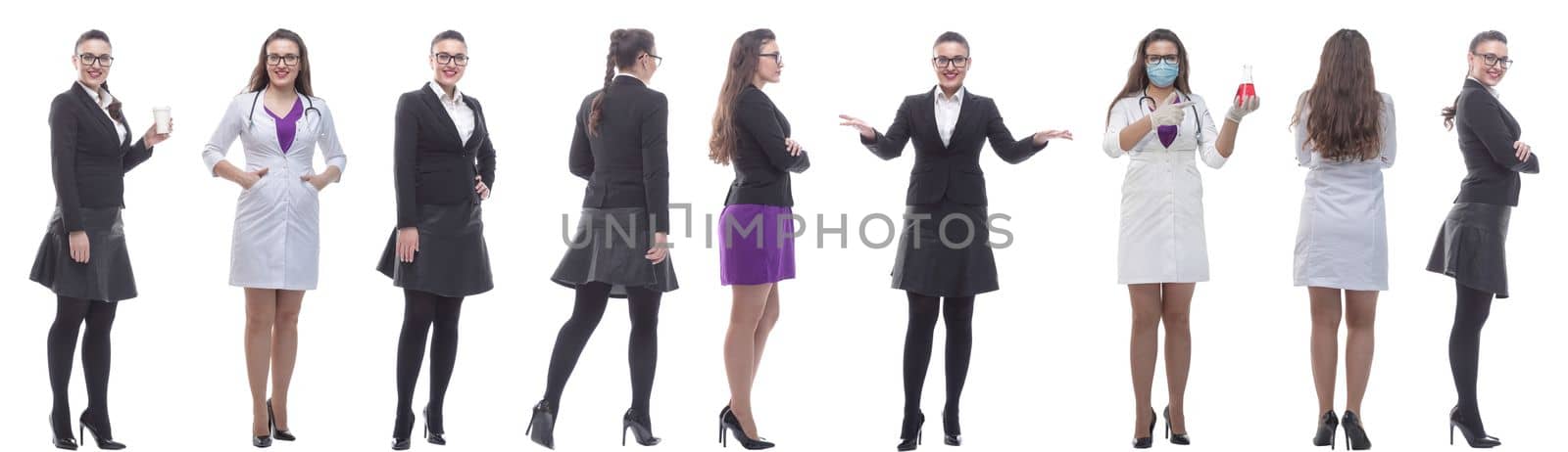 set of images of a woman in full growth. displays many concepts