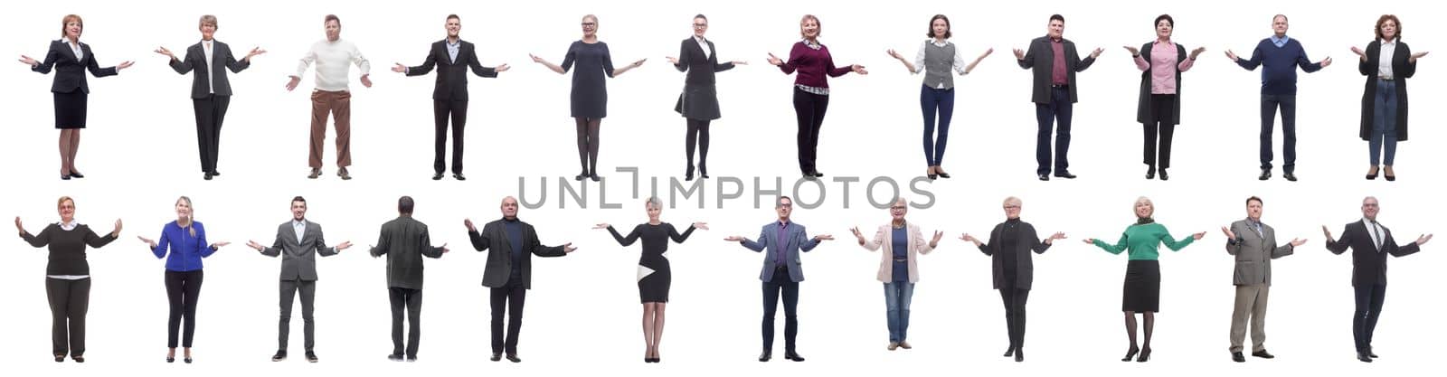 group of successful business people isolated on white background