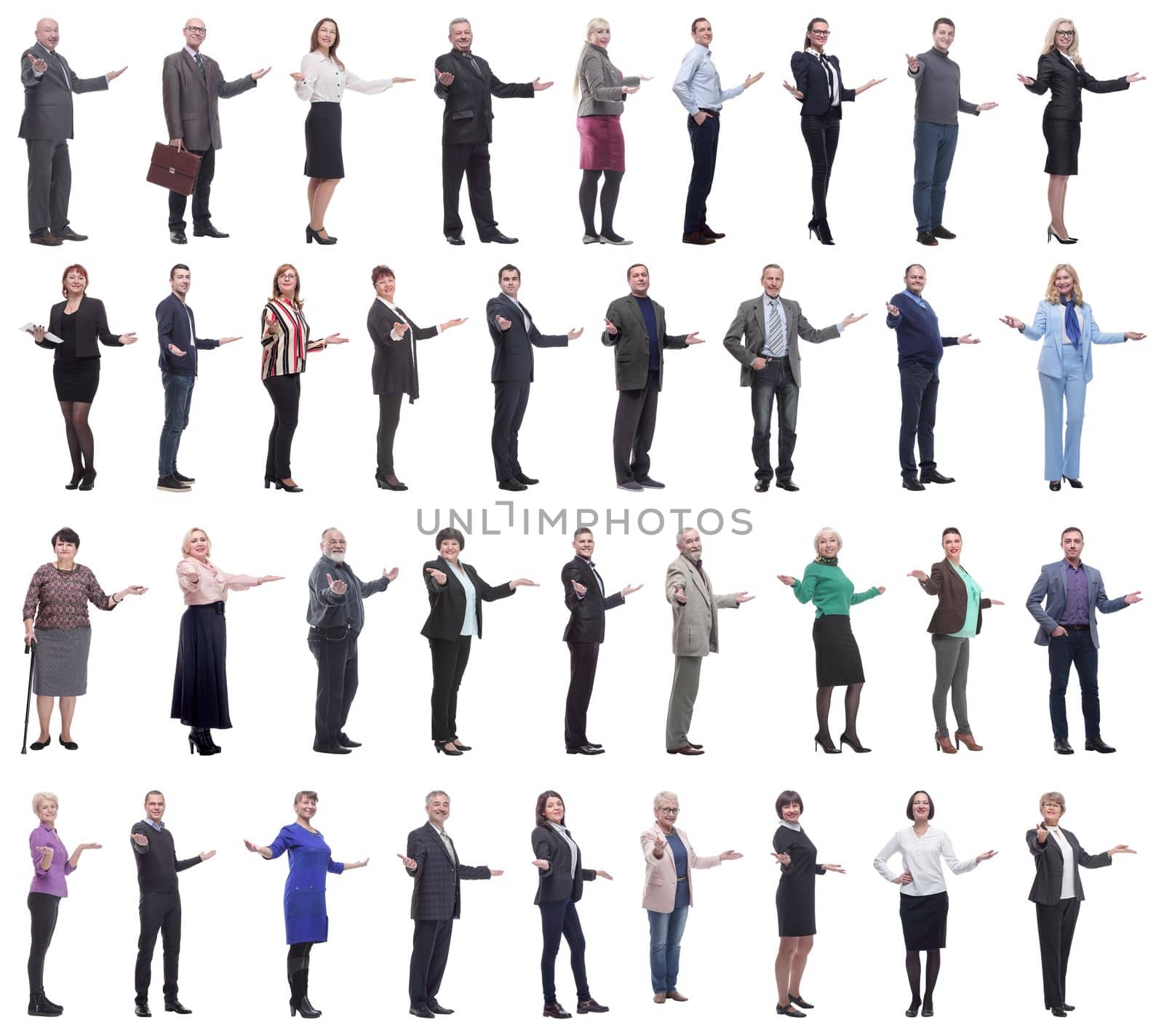 group of successful business people isolated on white background