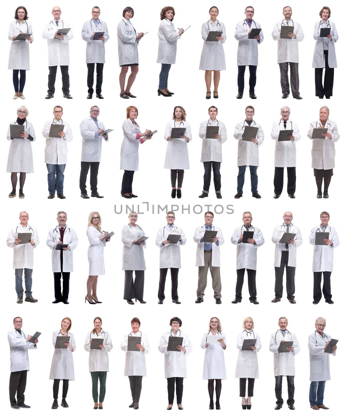 group of doctors in full length isolated on white by asdf