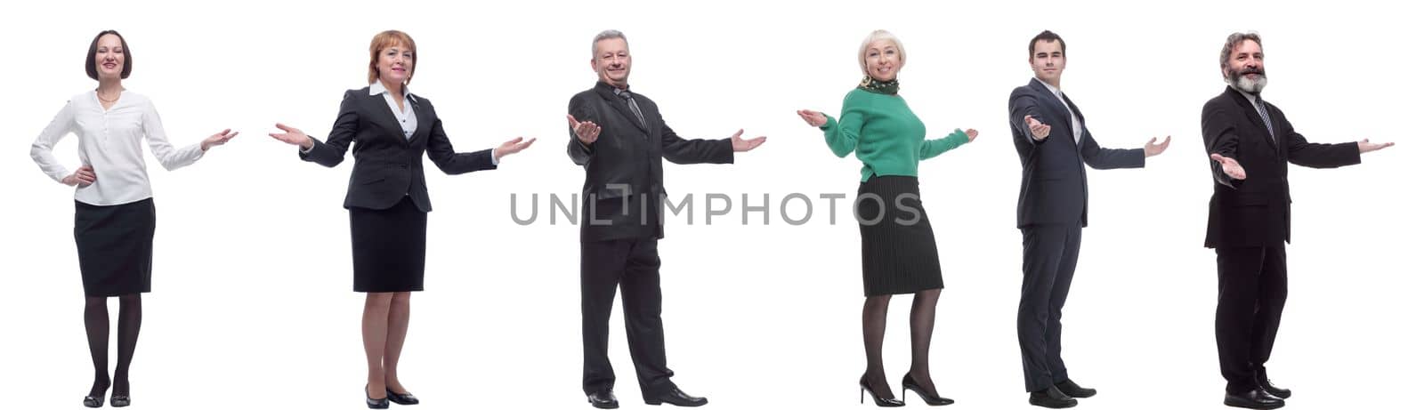 group of successful business people isolated on white background