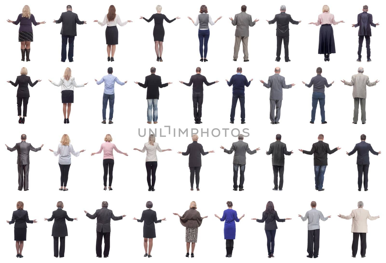 group of successful business people isolated on white background