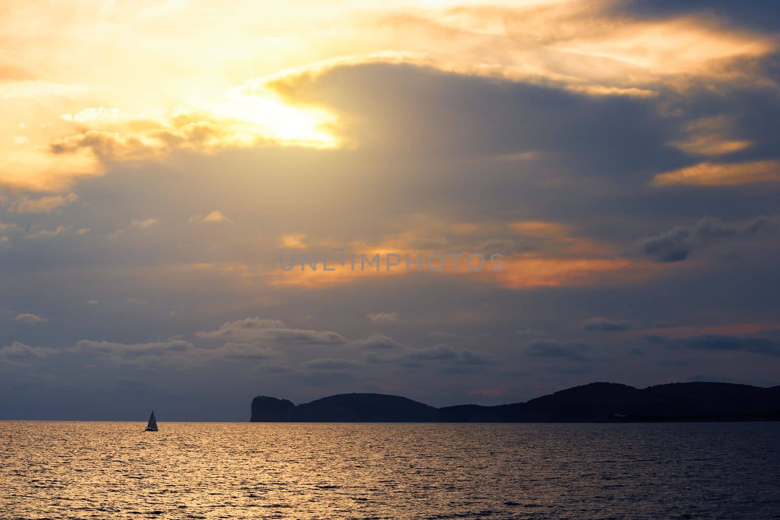 beautiful sunset on the giant that sleeps in Alghero, Sardinia, Italy