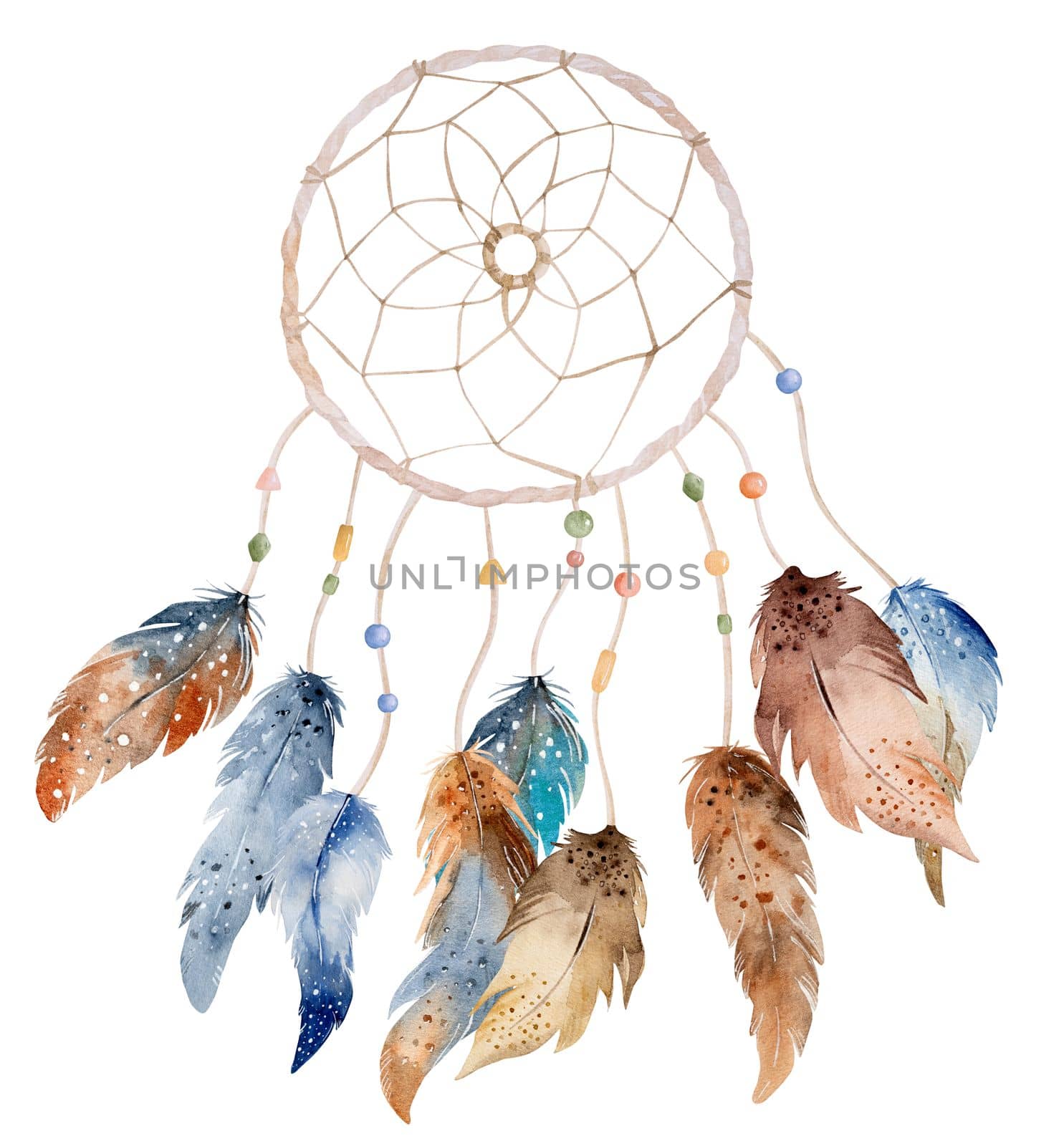 Tribal feather boho watercolor ornament by tan4ikk1