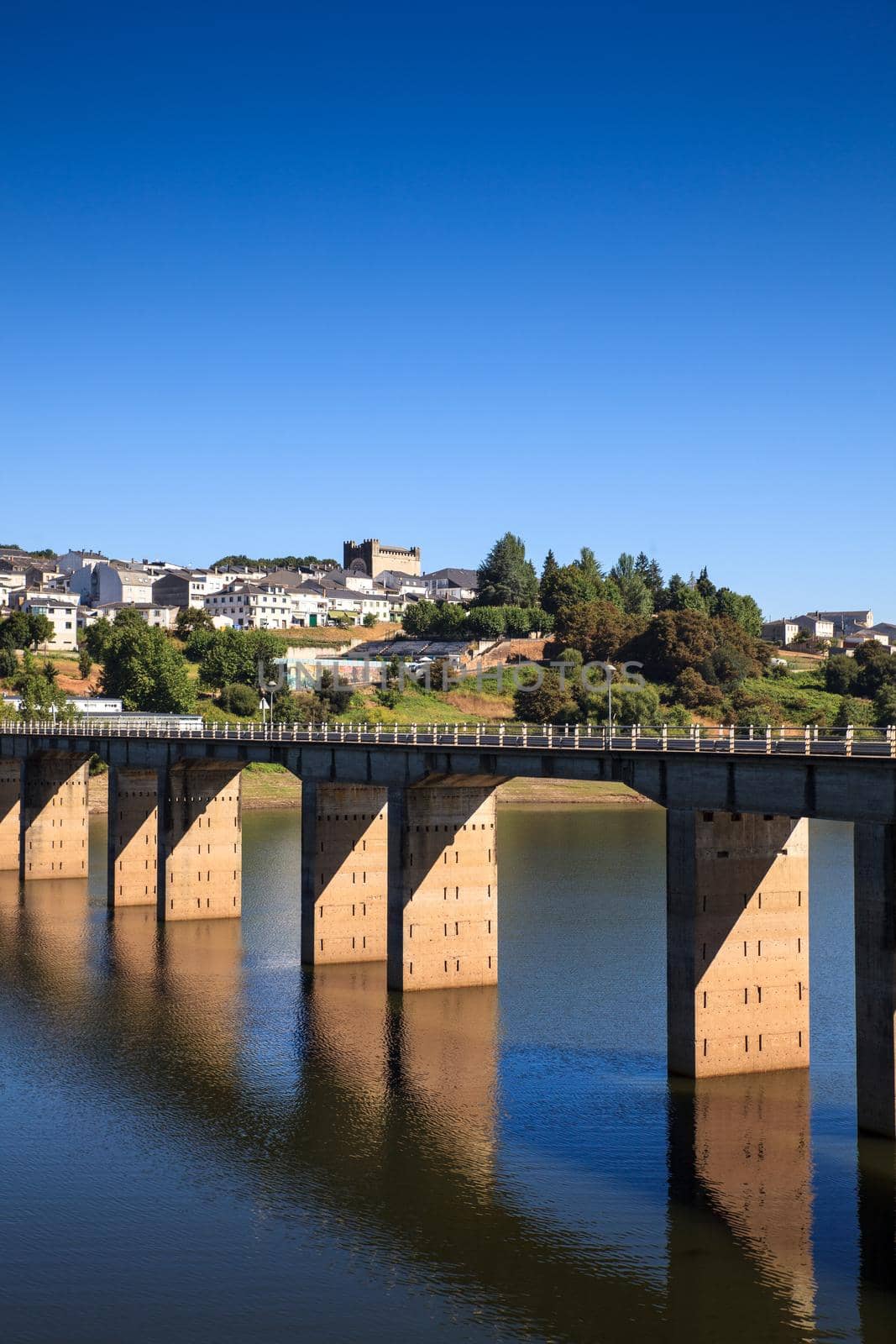Roman bridge over the Minho River in Portomarin, Spain