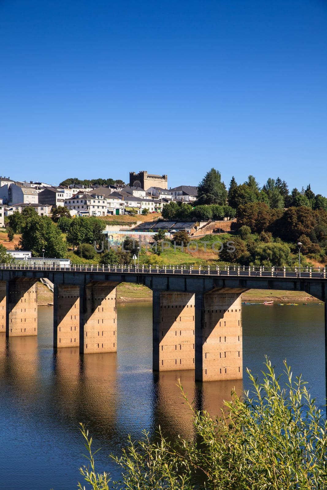 Roman bridge over the Minho River in Portomarin, Spain