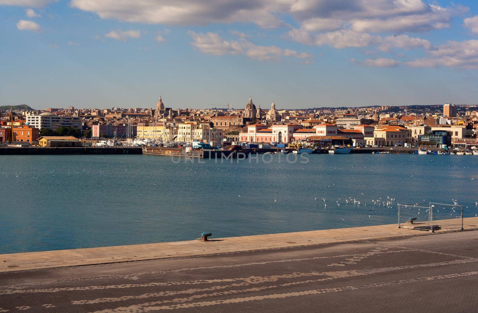 View of Catania from harbor, Sicily. Italy