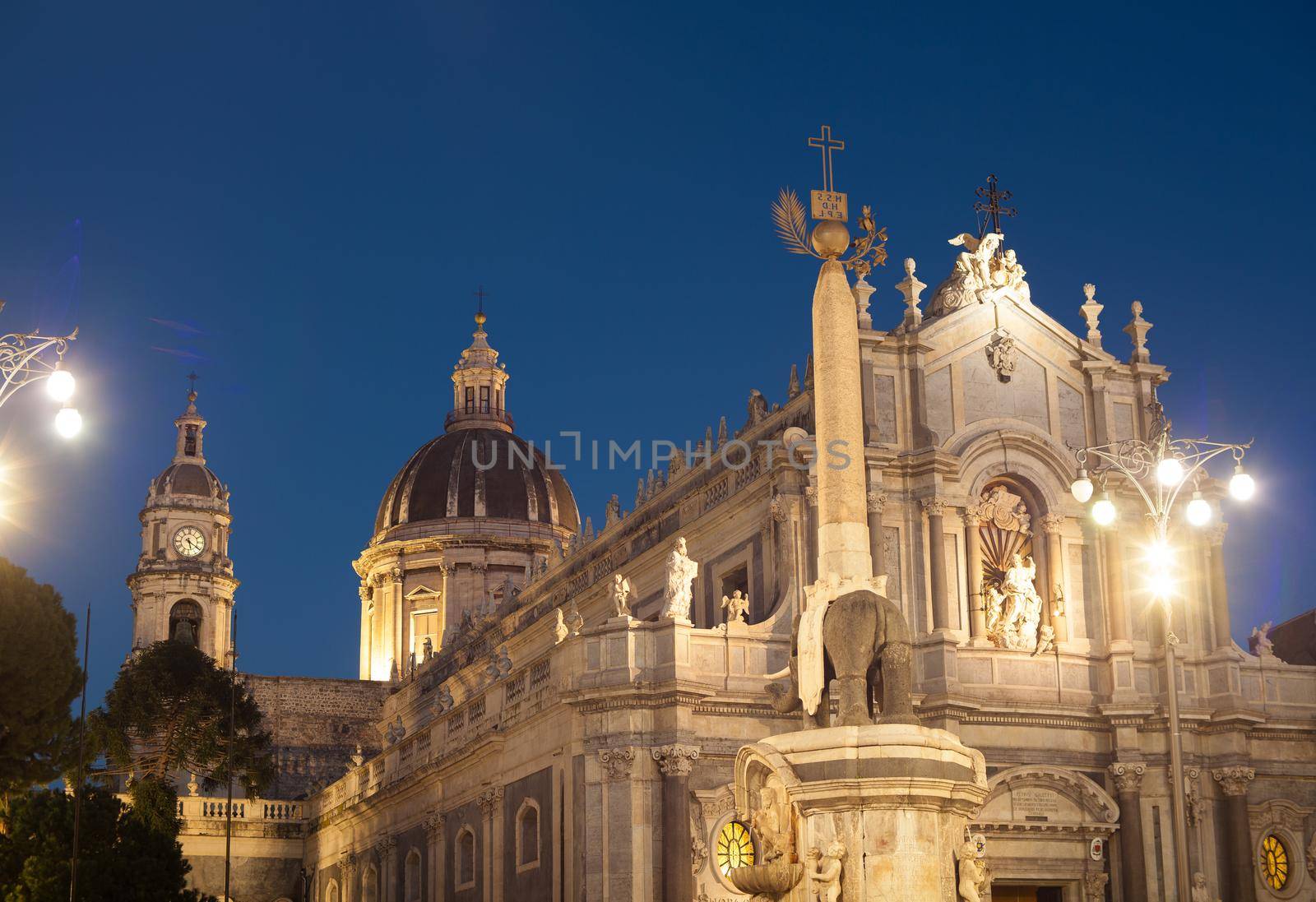 View of Catania cathedral in Sicily, Italy
