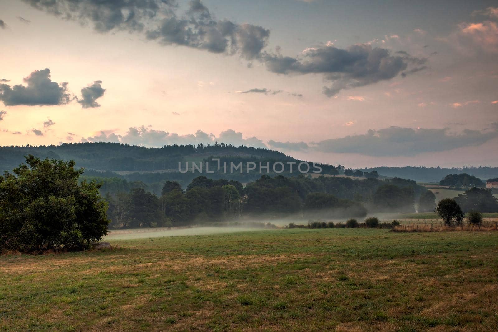 View of a sunrise in the Galicia countryside