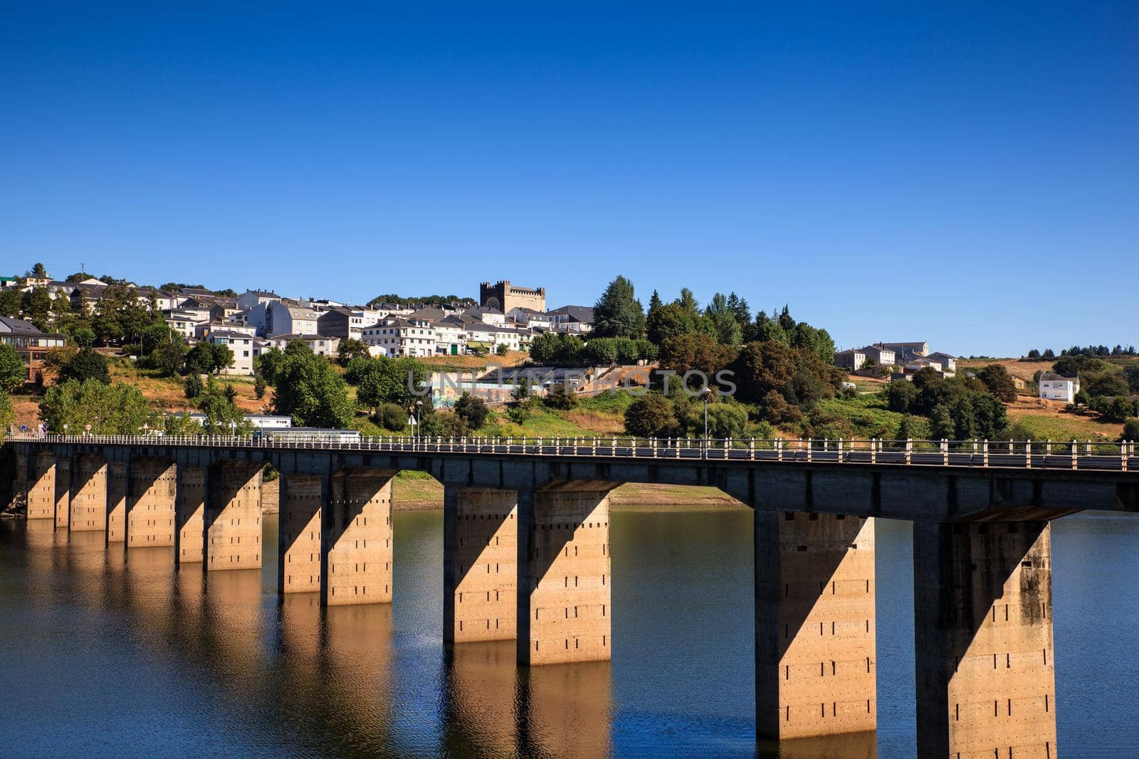 Roman bridge over the Minho River in Portomarin, Spain