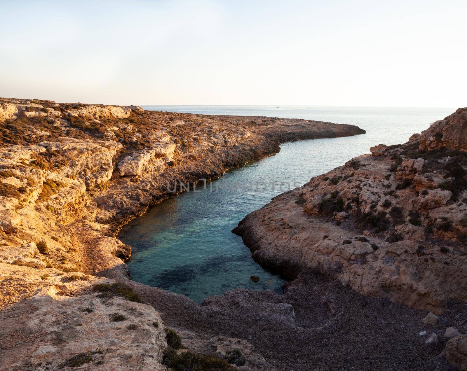 View of Cala Stretta at sunset in the summer season