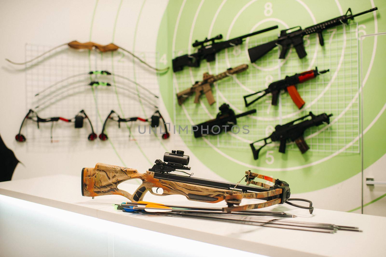A lot of different weapons for shooting in the dash.Air guns for shooting training