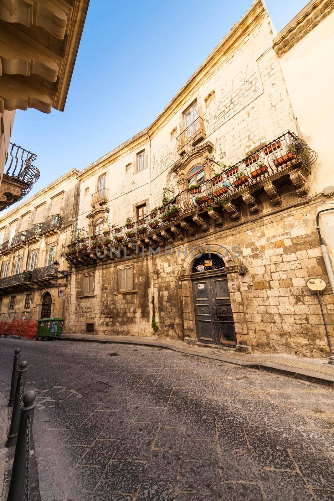 View of famous Palazzo Danieli-Rizza in Ortigia, Syracuse