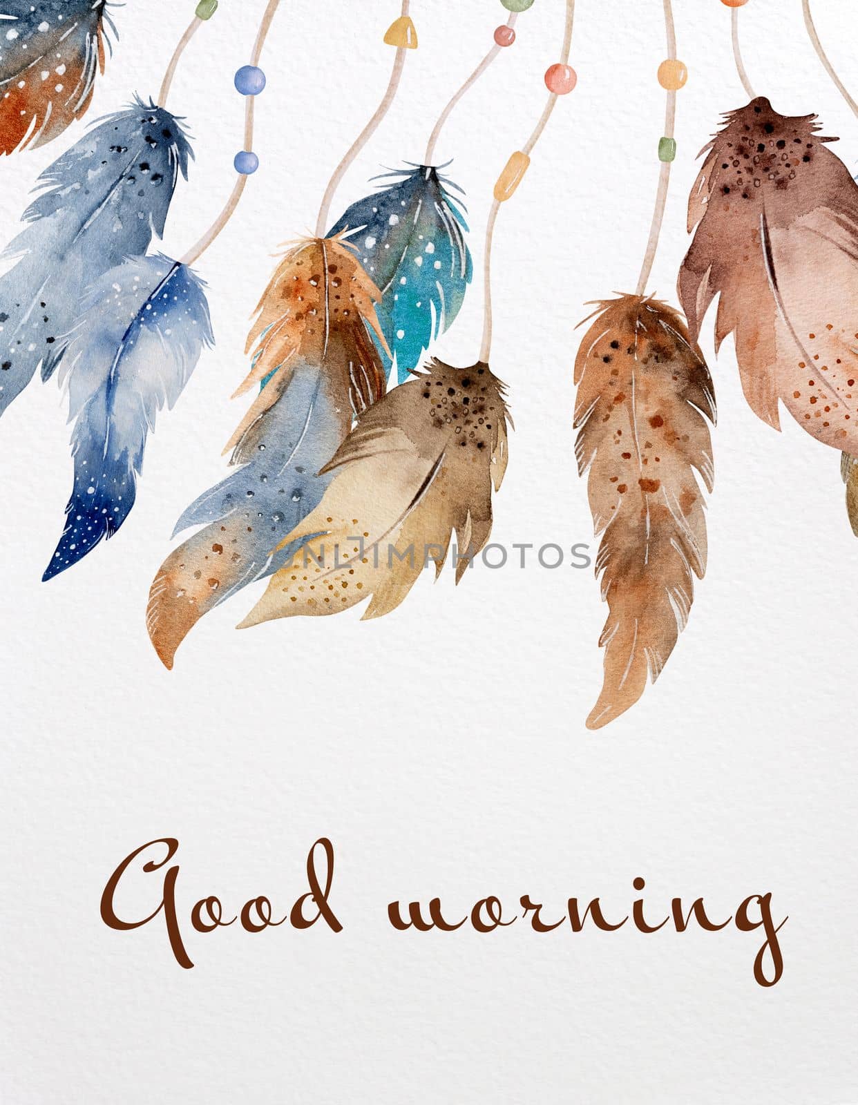 Tribal feather boho watercolor ornament by tan4ikk1