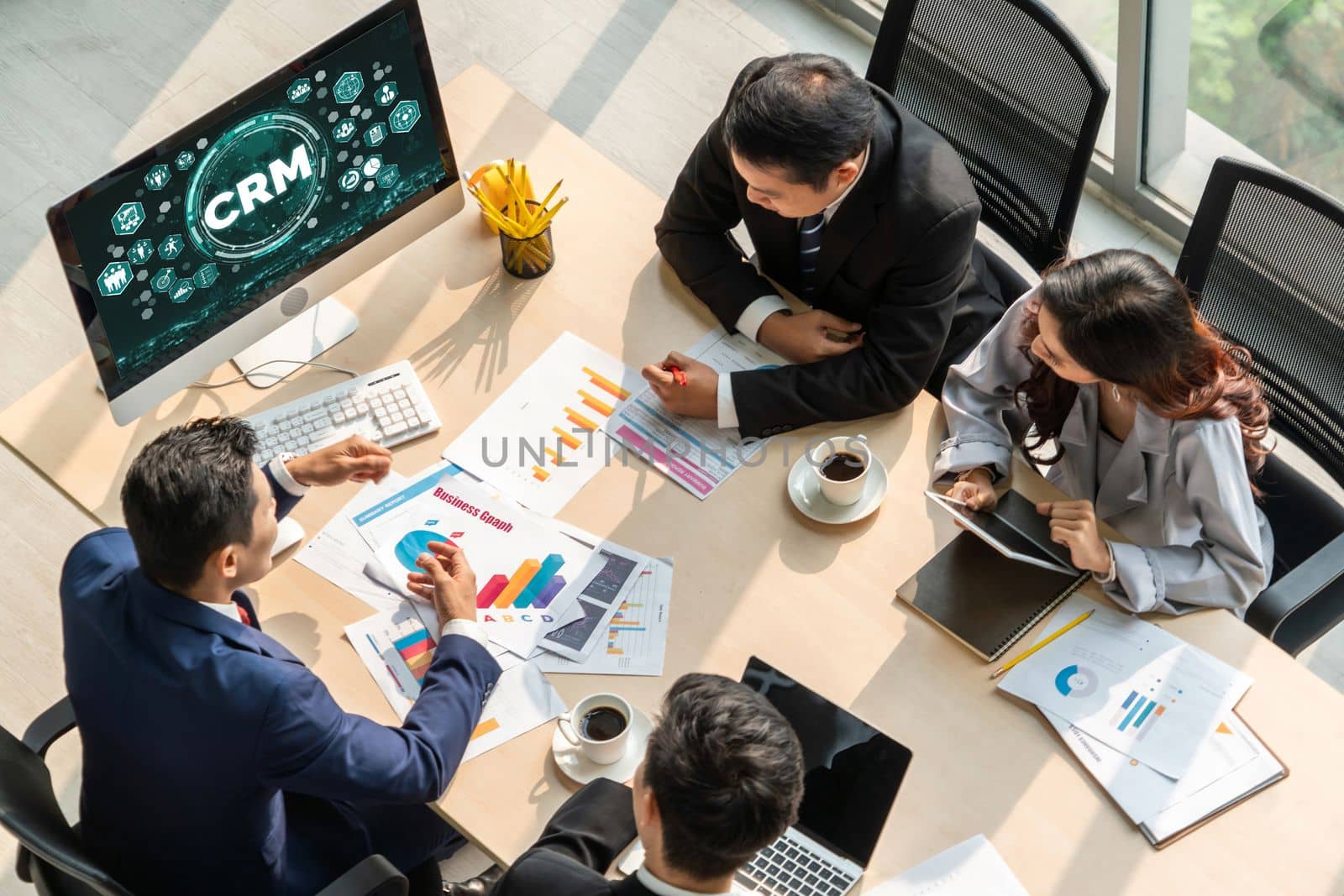 Customer relationship management system on modish computer for CRM business and enterprise