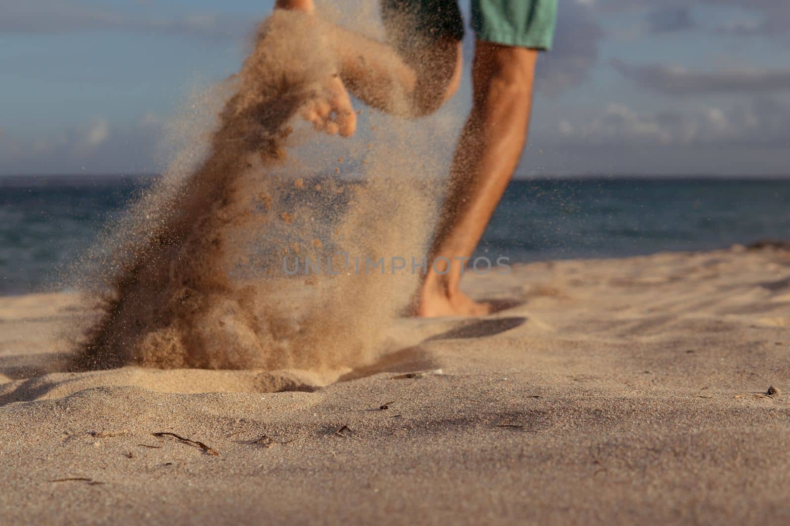 close-up. feet in the sand. run. bali