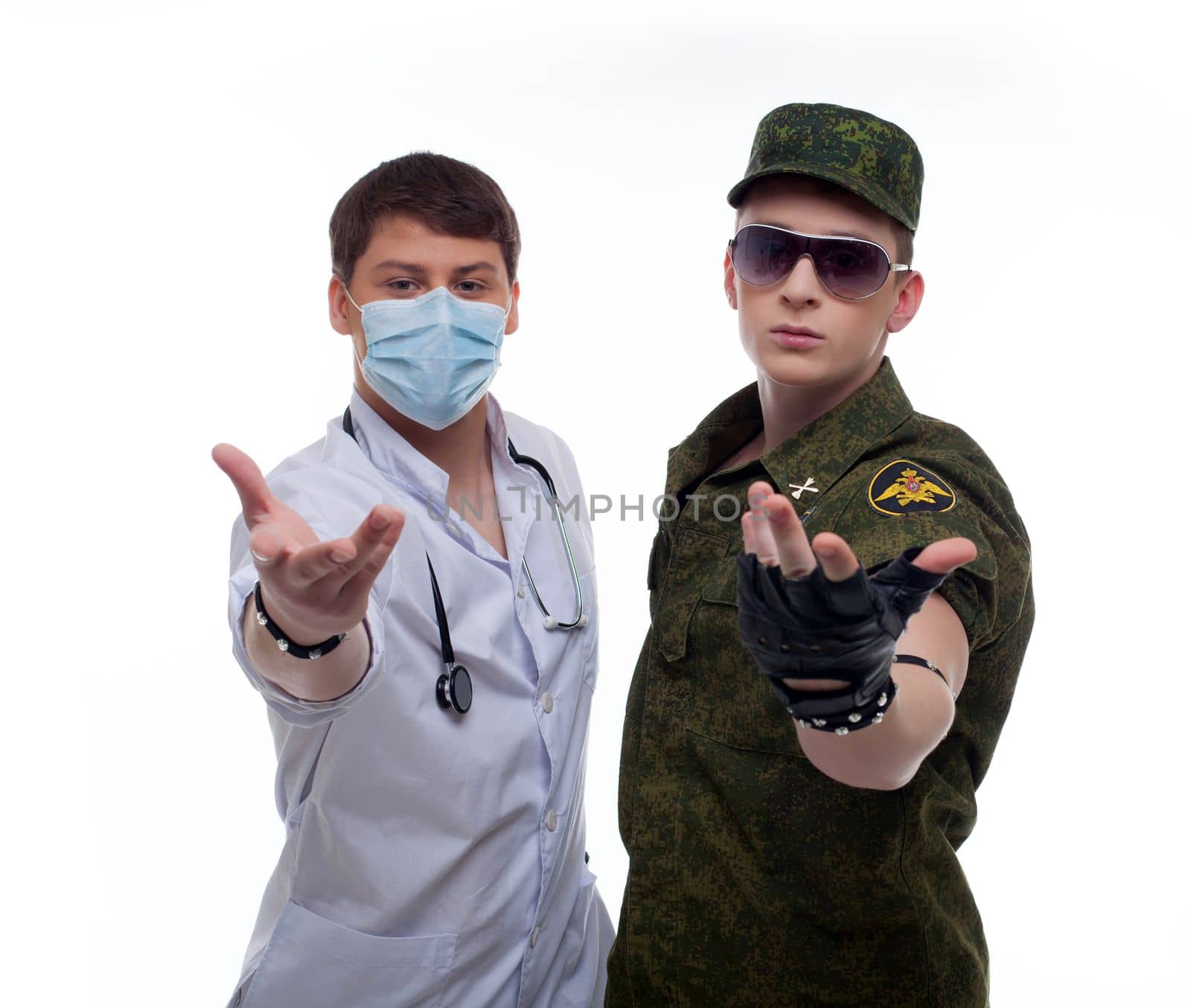 Portrait of sexy doctor and soldier